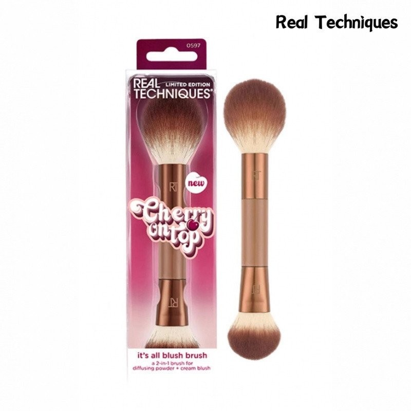 Real Techniques Blush Brush Soft Matte Silk Highlight Contouring Brush แปรงแต่งหน้าตาทุกวันมือใหม่ Loose Powder Blush Brush แปรงแต่งหน้าใช้งานง่าย XHVR