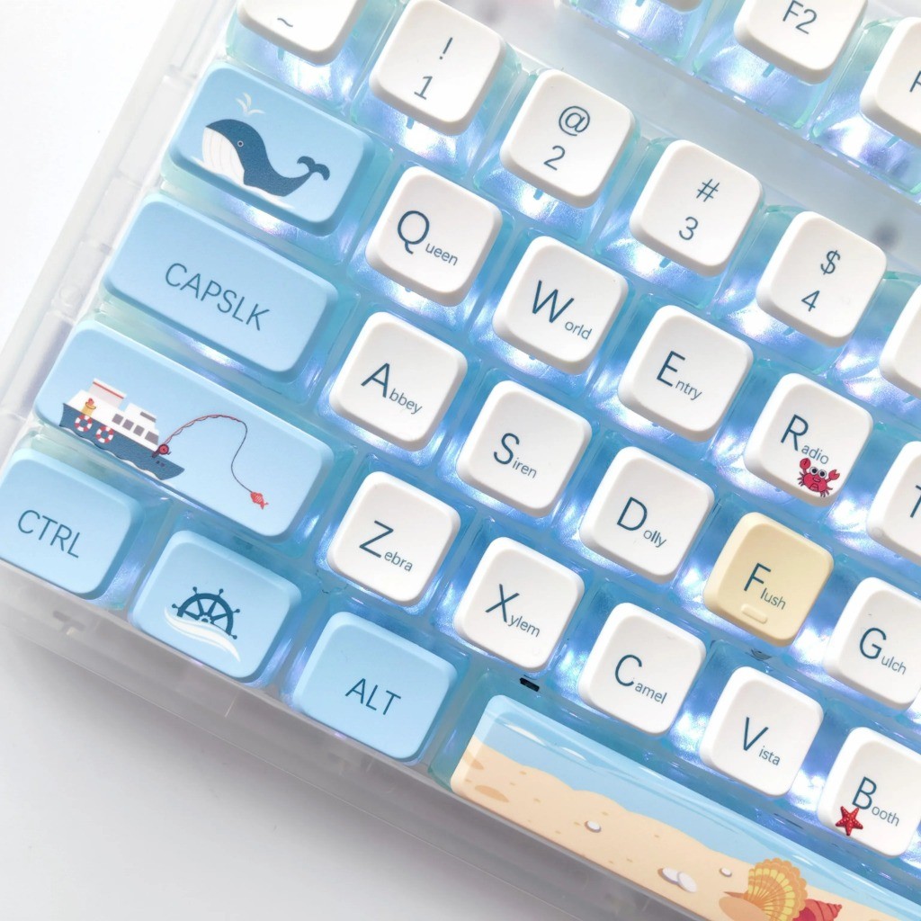 Sea Summer Pudding Keycaps ASA Profile 118 คีย์ PC PBT สี่ด้านข้าง Transiission Keycaps Aula F75 Mec