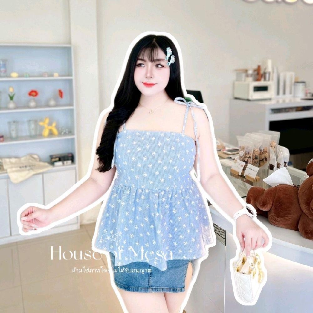 Plussize Top สายเดี่ยวโซคิวท์ สายเดี่ยวลายโบว์ริ้ว ราคา ถูกที่สุด ดีลบีเคเค แกลเลอรีภาพที่ 2