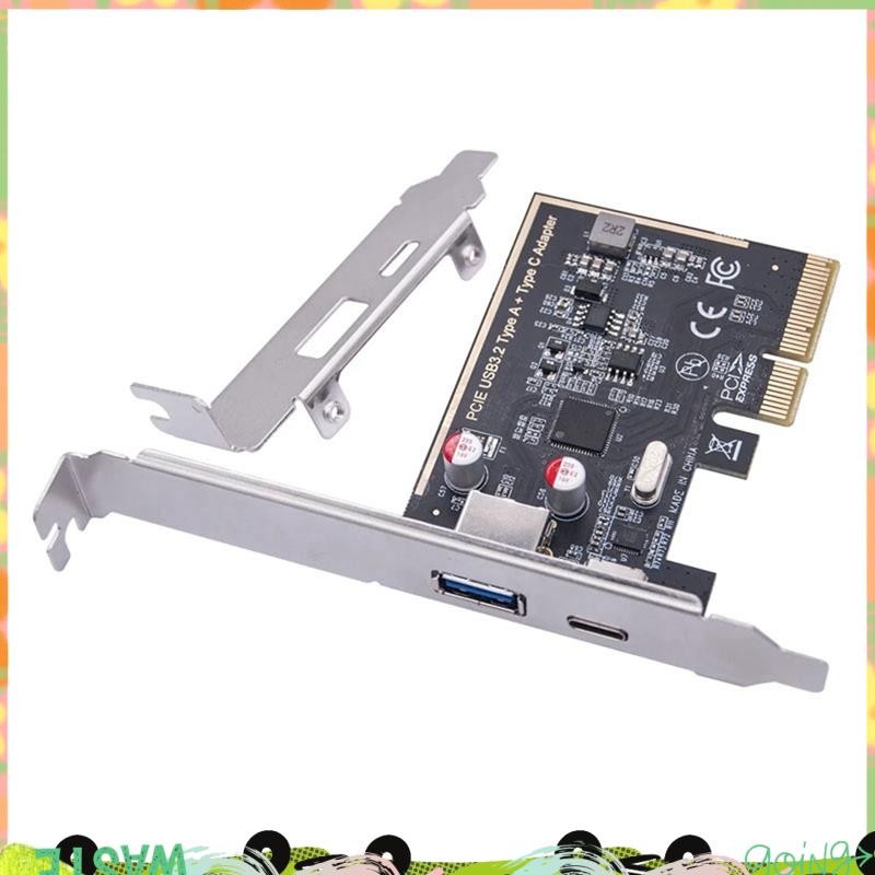 PCIE USB 3.2 GEN2 10G + ประเภท C 10G อะแดปเตอร์ PCI Express X4 การ์ดขยาย Riser ASM1142 ชิปคอนโทรลเลอ