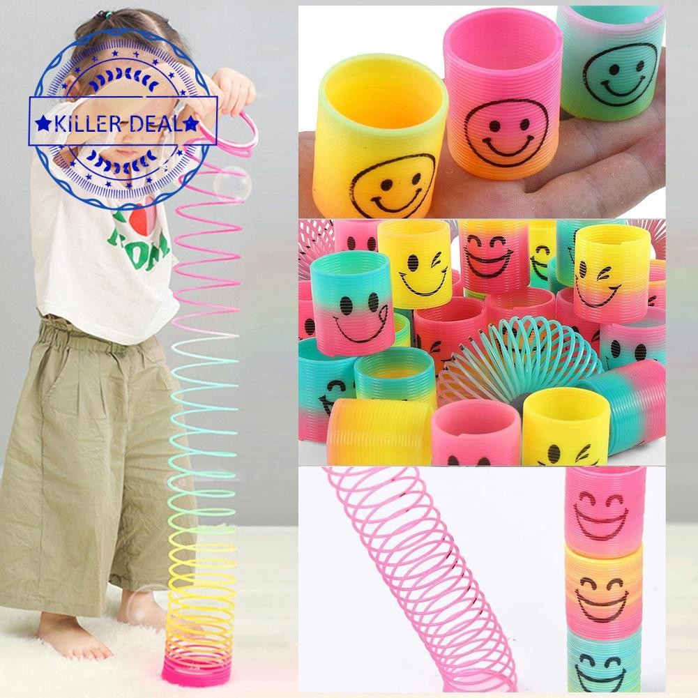 Rainbow Spring Toy Circle Smiley Magic Circle และ Party Boys Stretching Girls Gift Y6c0