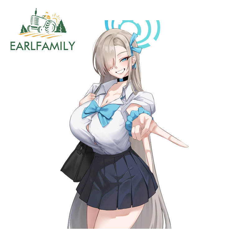 EARLFAMILY Blue Archive Asuna Ichinose สติกเกอร์รถแฟชั่นสเก็ตบอร์ดรถจักรยานยนต์กระจก JDM Decal Occlusion Scratch กันน้ํารถประตู Protector