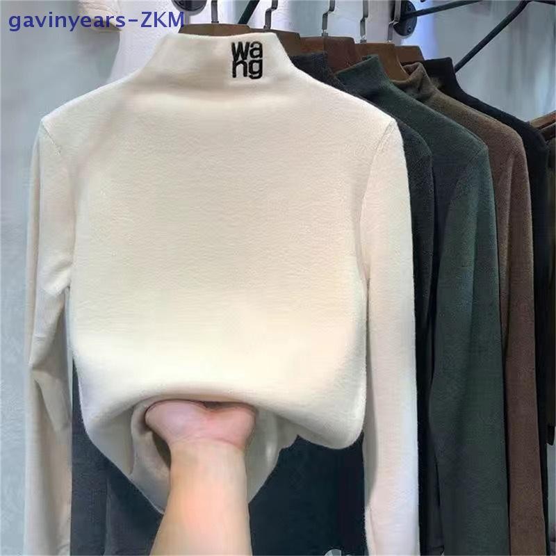 เสื้อเชิ๊ตคอเต่าแขนยาวสำหรับผู้หญิง แบบเรียบหรู เสื้อยืดสวมใส่ง่าย