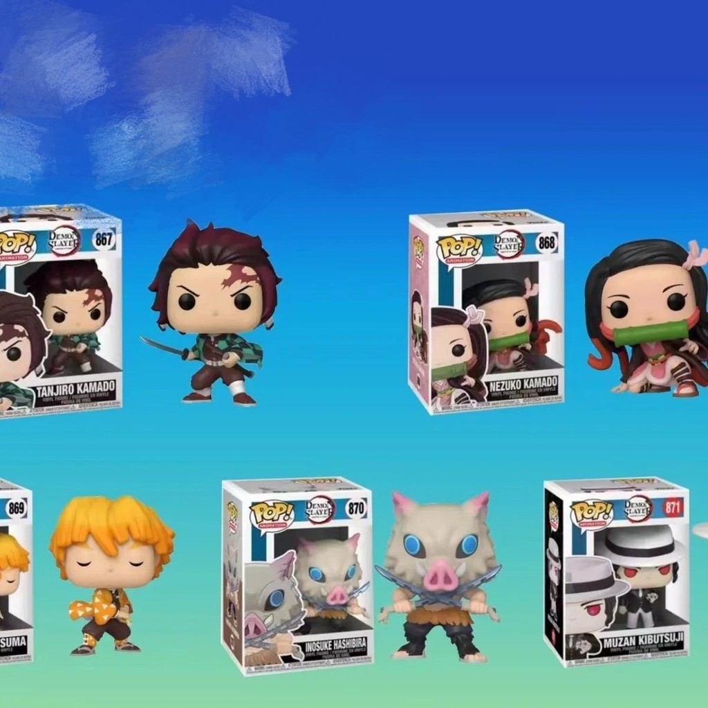 Bandai Funko Pop Demon Slayer Figures: Tanjiro, Nezuko, Zenitsu, Inosuke และตุ๊กตาและโมเดลตัวละครอื่