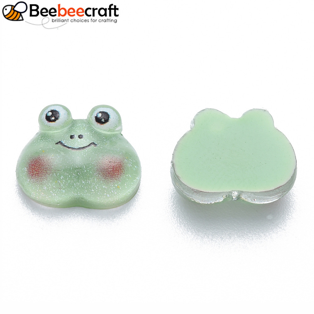 Decoden Cabochons โปร่งแสง ออกแบบเป็นกบ ขนาด 9x11x4 มม.