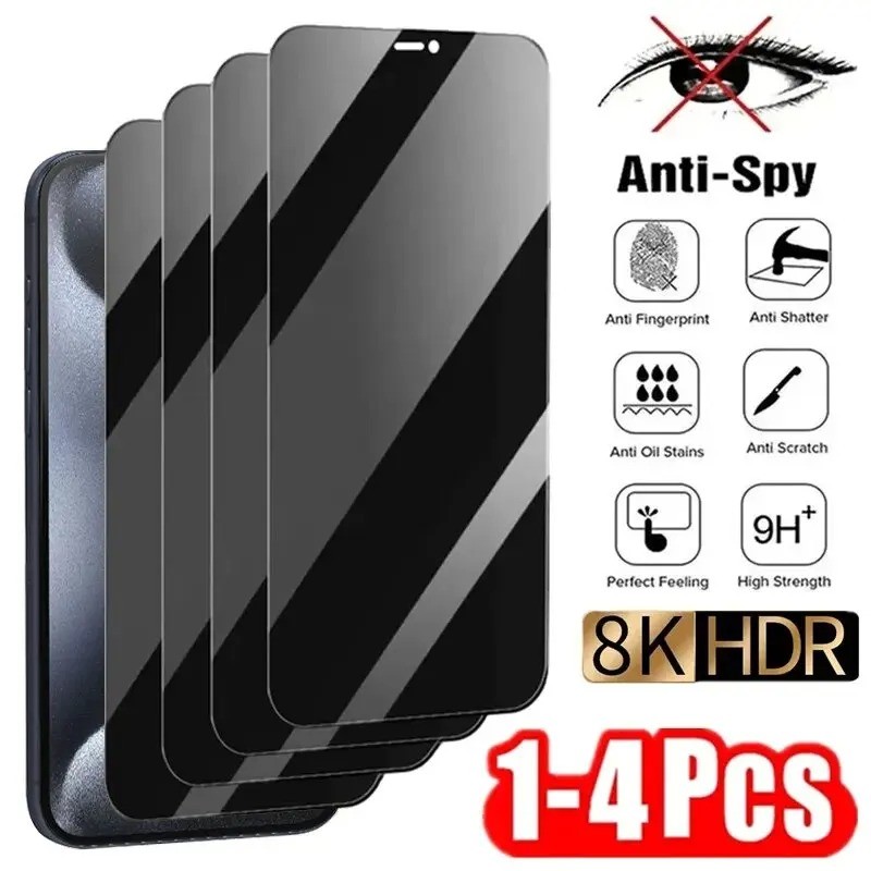 1-4 ชิ้น Anti-Spy ความเป็นส่วนตัวคลุมทั้งหมดกระจกนิรภัยสําหรับ IPhone 17 16 15 14 13 12 11 Pro Max AIR XR X XS Max 7 8 Plus SE Anti-Spy ความเป็นส่วนตัวกระจกนิรภัยป้องกันหน้าจอ