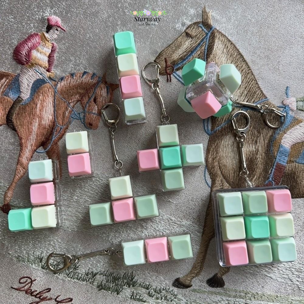 STARYSWAY พวงกุญแจ Fidget, 2/3/6/9 คีย์ปุ่มคีย์บอร์ดนิ้ว, ความเครียดบรรเทา Gadget Pass Time Pinch ของเล่นผู้ใหญ่