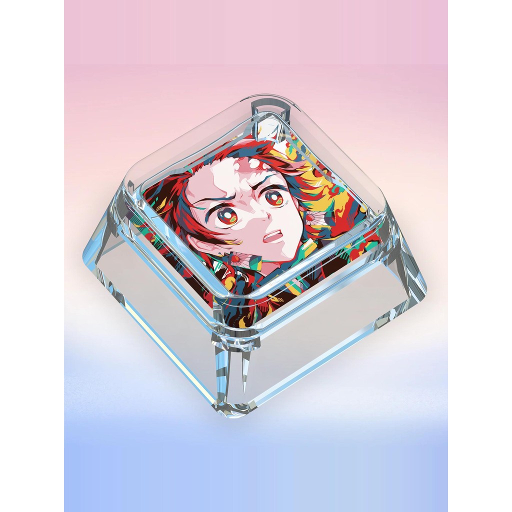 เป็นที่นิยม Demon Slayer Cross Mechanical Keyboard Keycap Single Nine-Column Tanjiro Transparent woo