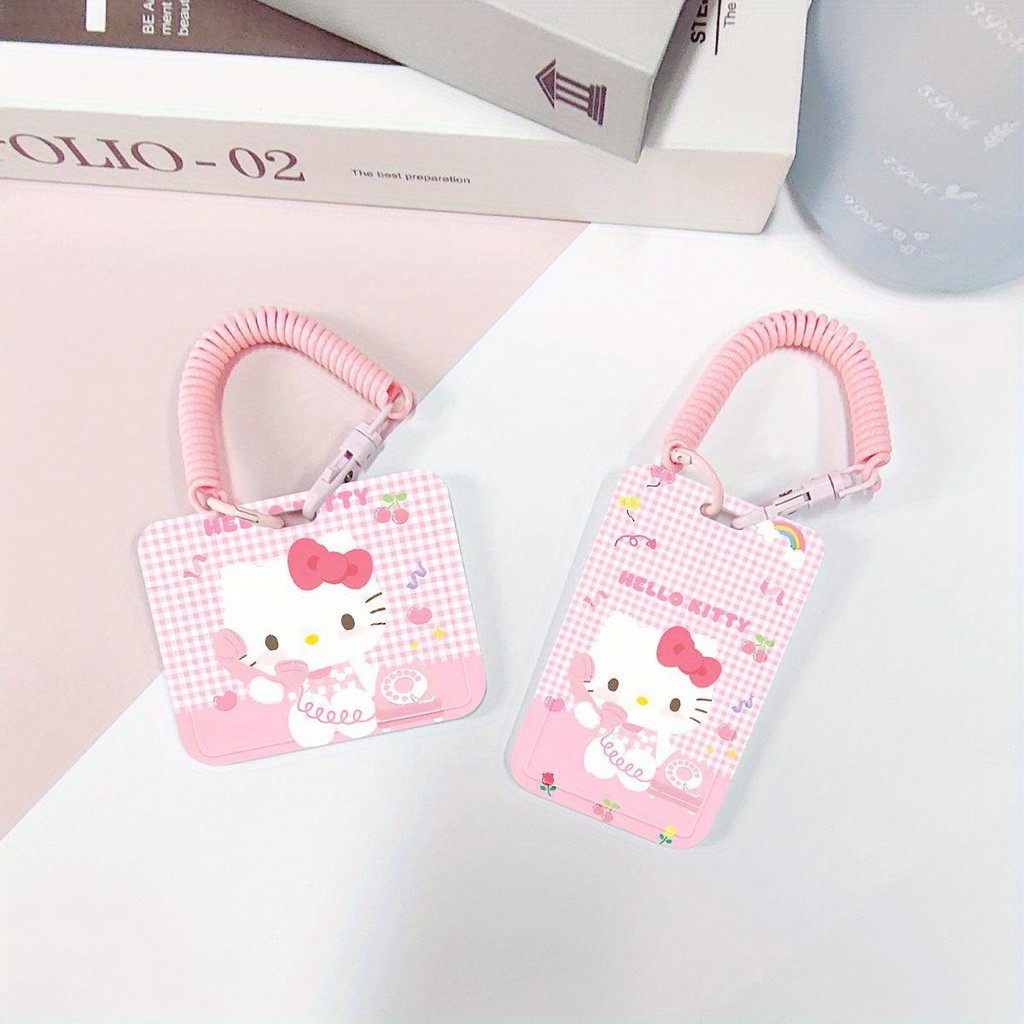 SANRIO ชุดการ์ดซานริโอข้าวการ์ดน้ําบัตรรถบัสHello Kittyนักเรียนสไลด์ผู้ถือบัตรบัตรอาหารรถบัสบัตร รหัส ฝาครอบป้องกันบัตรเข้าค