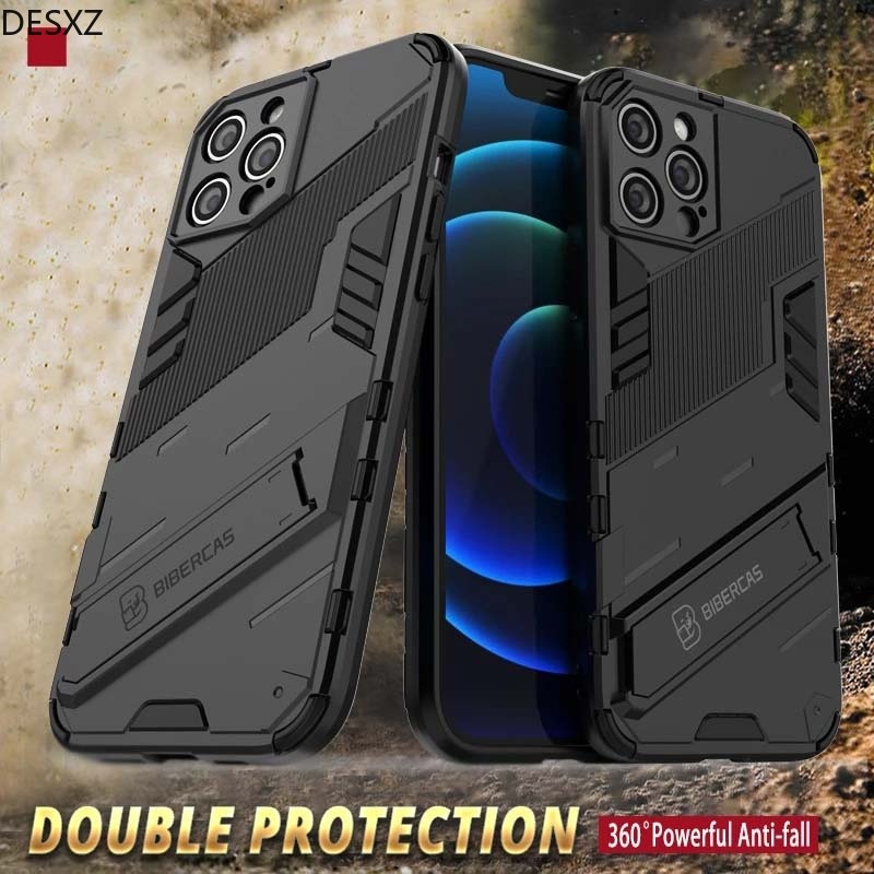 เกราะกันกระแทกเคสโทรศัพท์เข้ากันได้สําหรับiPhone 7 8 6 6S Plus 11 12 XR XSMax SE2 X XS SE3 Heavy Dutyผู้ถือขาตั้งกันชนฝาครอบโทรศัพท์แข็ง