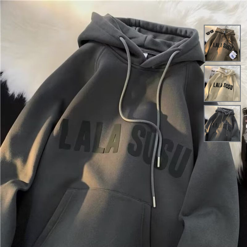 เสื้อฮู้ดทรงหลวมสไตล์อเมริกัน มีลายพิมพ์ตัวหนา เหมาะสำหรับวัยรุ่น