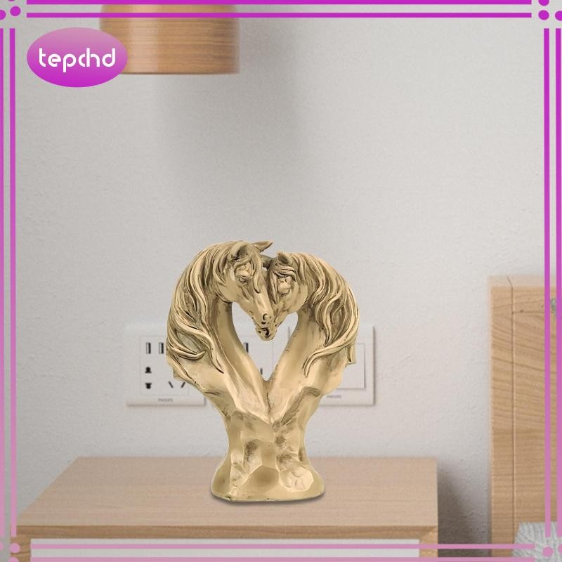 [tepchd] Loving Horses Figurine สัตว์หัวหน้าอกรูปปั้นที่ไม่ซ้ํากัน DIY Nuzzling Equine ประติมากรรมจอ