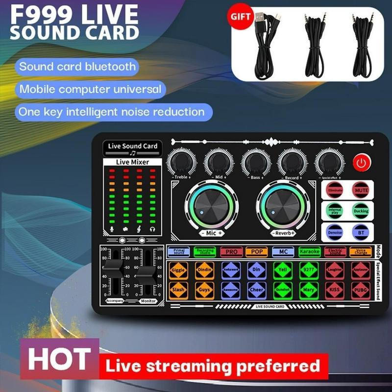 ชุดการ์ดเสียงและไมโครโฟน ฉ999 | One click Mute+Electric Voice Change | สากลสําหรับมือถือและคอมพิวเตอ