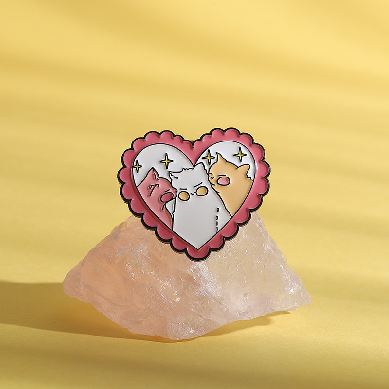 เข็มกลัดการ์ตูนลายแมวสีชมพูน่ารัก พินหัวใจ Cats Paw สำหรับกระเป๋าเป้ และของขวัญให้เพื่อน - รูปที่ 4