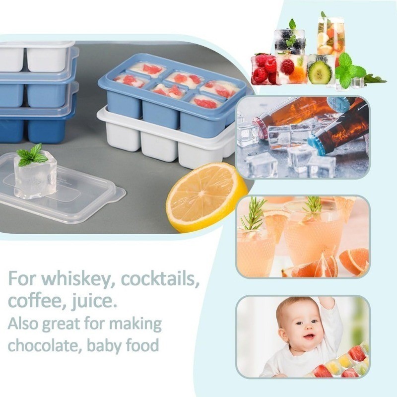 1/3/5 ชิ้นถาดน้ําแข็งซิลิโคนแบบใช้ซ้ําได้ - แม่พิมพ์ทําน้ําแข็งวางซ้อนกันได้ในครัวเรือนสําหรับค็อกเทลที่ปัด - รูปที่ 5