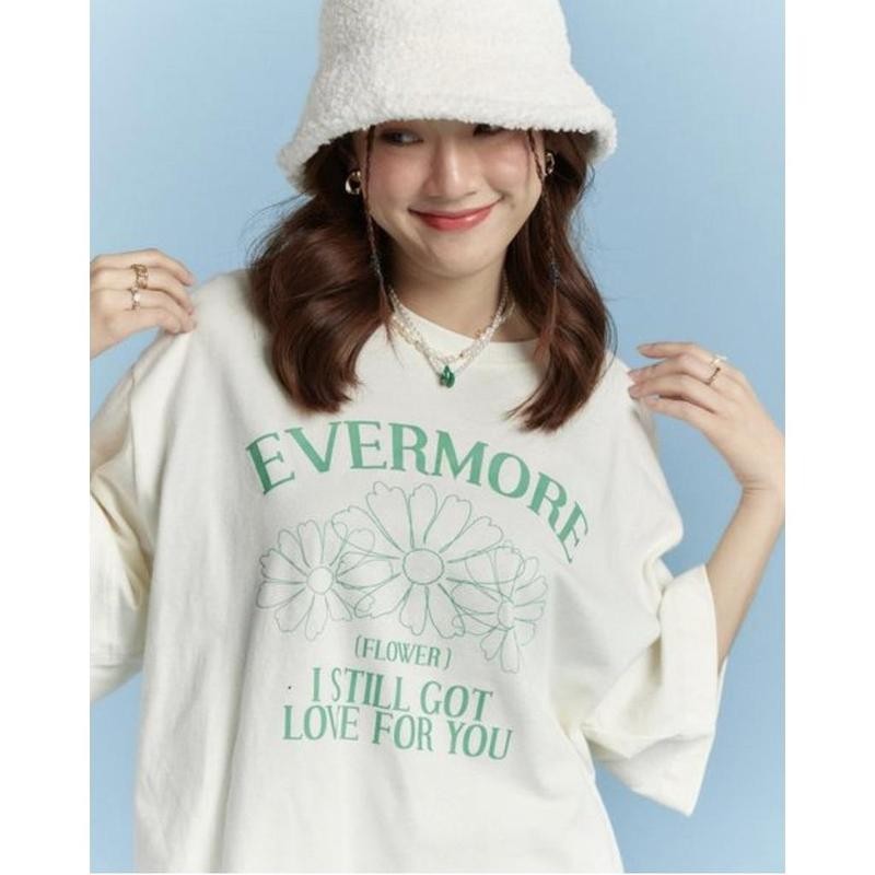 เกาหลี ผ้าฝ้าย100% เสื้อยืดแขนสั้น Oversize CMDXY9299 ผู้ชาย ผู้หญิง ลายทาง ตัวอักษร การ์ตูน หลวม ฤดูร้อน ฤดูใบไม้ผลิ