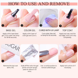 【Local】UR SUGAR 15ml เลือดสีแดงเล็บเจลกึ่งถาวรเคลือบเงา Soak Off Glitter เล็บฐาน Top Coat UV LED เจล