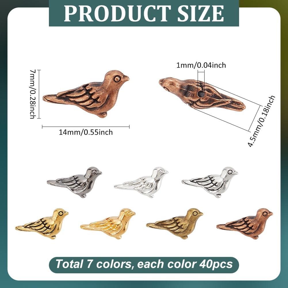 PH PandaHall 280pcs 7 สี ลูกปัด Spacer ลูกปัด charms สัตว์ทิเบต สำหรับ DIY สร้อยข้อมือและสร้อยคอมือง