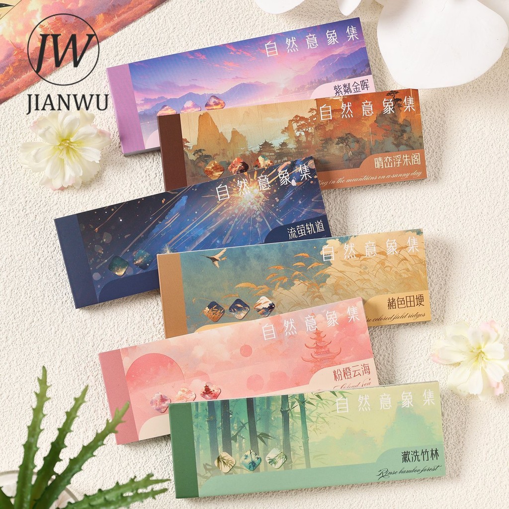 JIANWU ชุดภาพธรรมชาติ Vintage Sky Cloud ภูมิทัศน์วัสดุ Collage สติกเกอร์หนังสือ Creative DIY Journal เครื่องเขียน