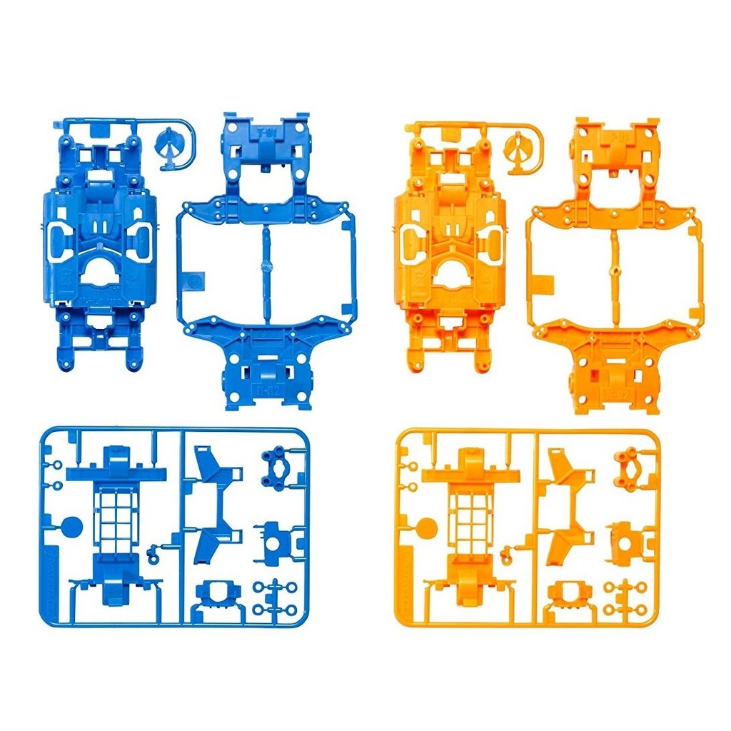 [From Japan] Tamiya Mini 4WD Special Project Product MS Color Chassis Set Light Blue/Orange 95386