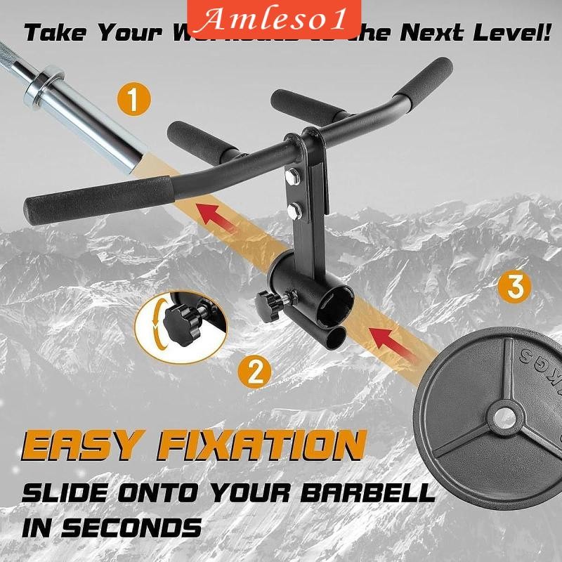 [Amleso1] T-bar Row Attachment Barbell Grip, Bar Row Barbell Attachment, Straight Grip for Barbell, 