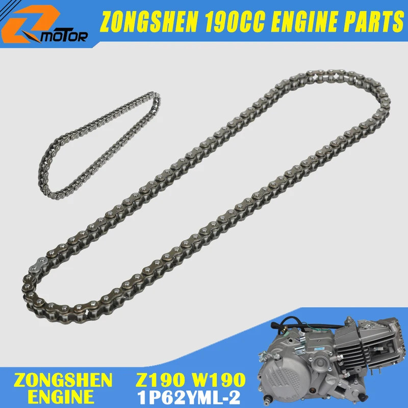เครื่องยนต์รถจักรยานยนต์มอเตอร์ Starter Chain 25H 66 Links สําหรับ 62 มม.Bore ZongShen ZS 190cc Z190