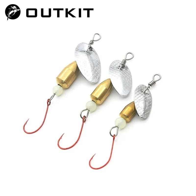 OUTKIT Spinner ช้อนเหยื่อลวงปลา ทำจากโลหะทองแดง ใช้งานได้ดีกับปลาเทราท์ เพอร์ช และพายค