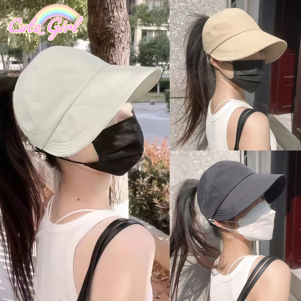 Cute_Girl 💕💕 หมวกกันแดด การป้องกันรังสียูวี น้ำหนักเบาและระบายอากาศได้ดี มีสไตล์และเรียบง่าย ราคาที่เอื้อมถึง