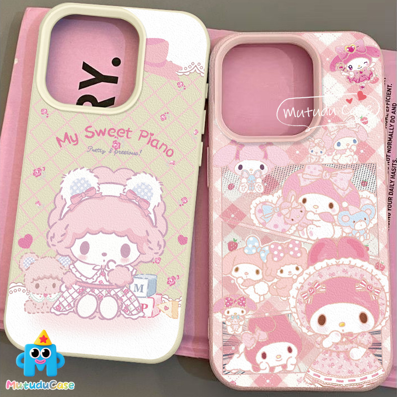 เคสไอโฟน 15 สำหรับ IPhone 13 16 11 XR 15 12 14Pro Max 7 15 8 14Plus XS X Max เคสคู่รักลายสก็อตผูกโบว์ลายเมโลดี้สุดน่ารัก