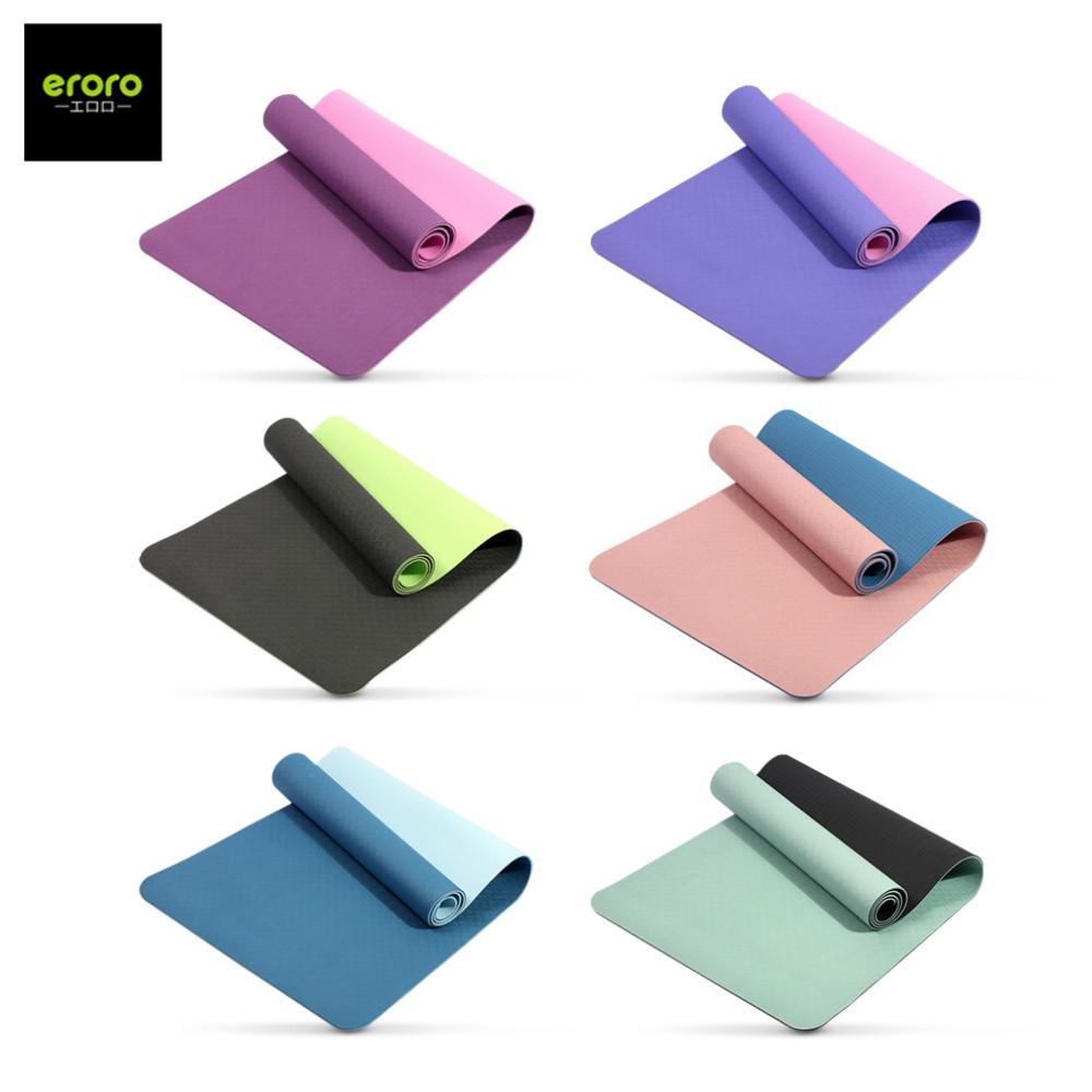 ERORO เสื่อออกกำลังกาย TPE หนา 6mm เสื่อโยคะ ทูโทน Yoga mat กันลื่น กันน้ำ