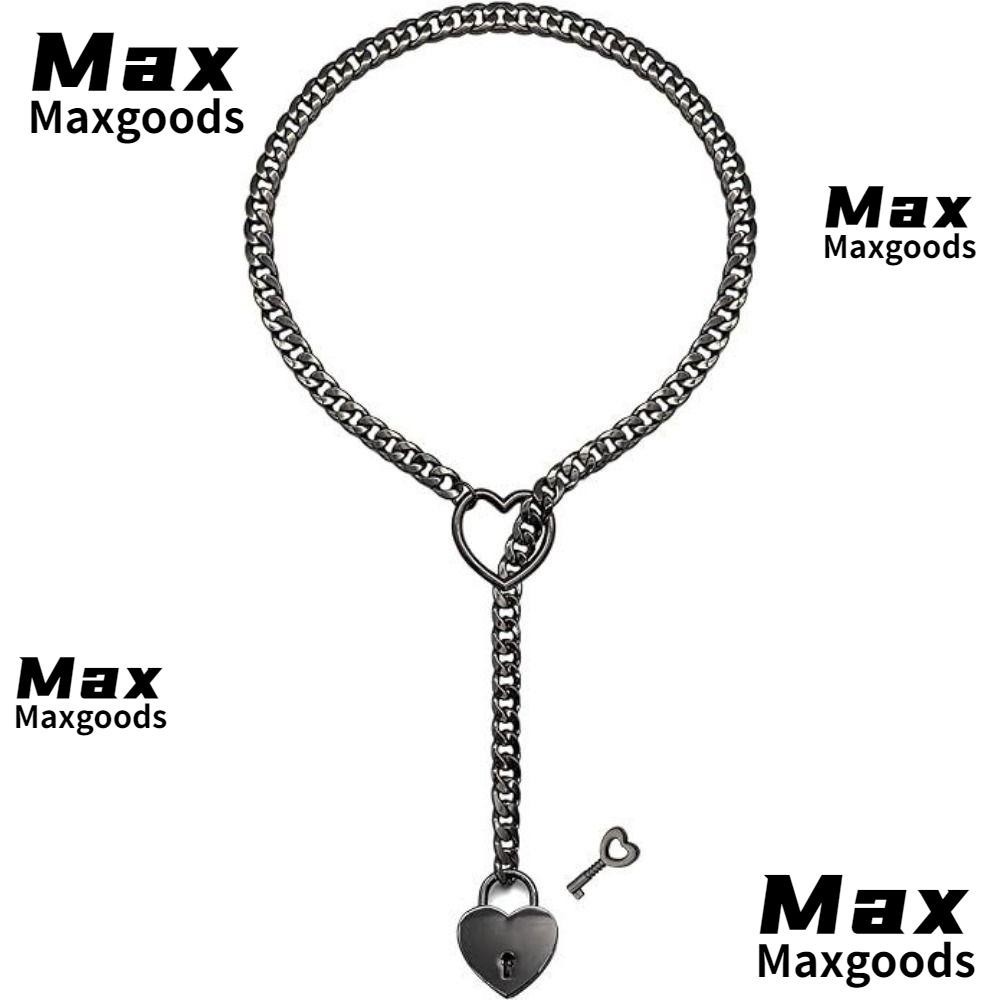 Maxg Lariat สร้อยคอหัวใจ, Punk Rock Cuban ปรับแหวนลื่น,บุคลิกภาพ O-Ring Love Heart Locker พร้อมกุญแจยาว Y-สร้อยคอเครื่องประดับ