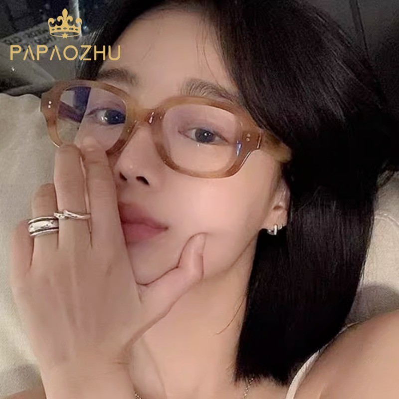 Papaozhu เกาหลี Blue Light Blocking เลนส์เสือดาวสี่เหลี่ยมผืนผ้ากรอบแว่นตาสําหรับผู้หญิงผู้ชายแฟชั่นแว่นตา OOTD เครื่องประดับ