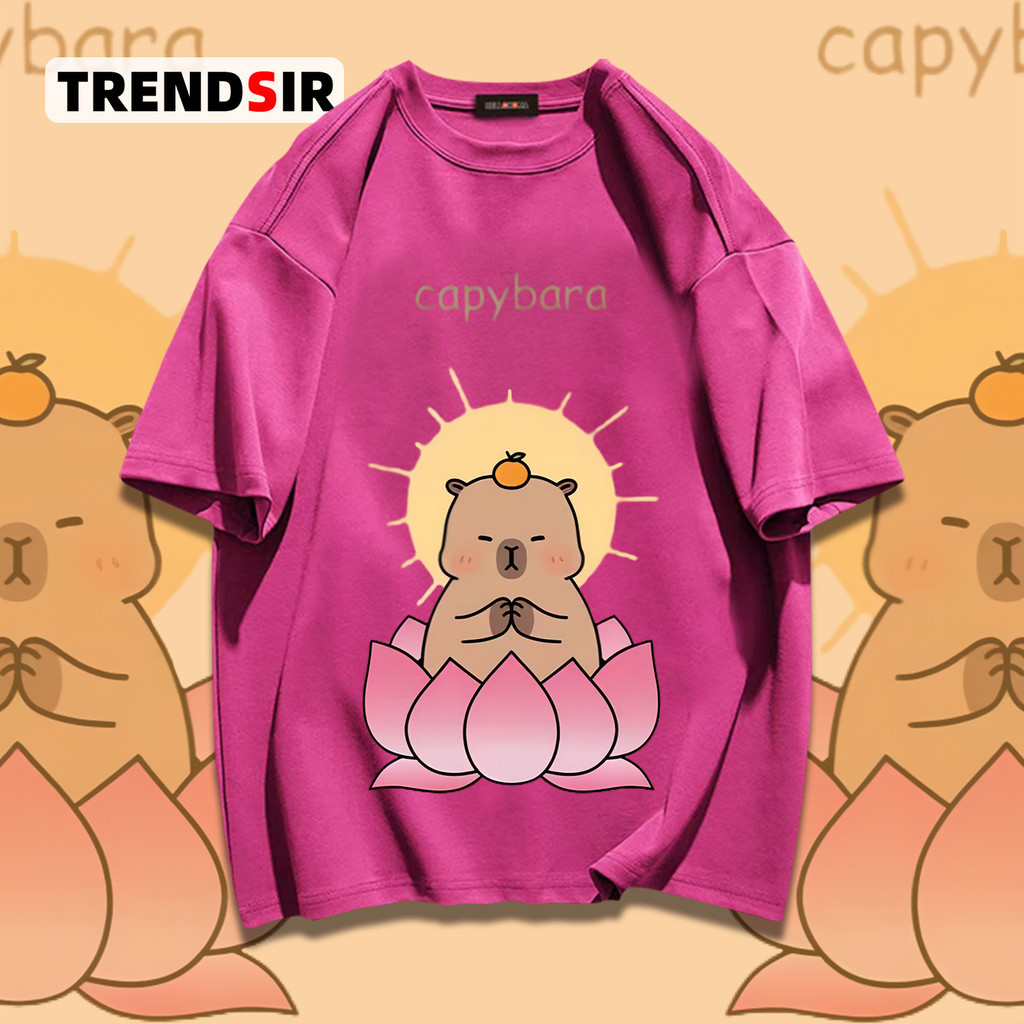 TrendSir พร้อมส่ง เสื้อยืด เสื้อยืดแขนสั้น Capybara โอเวอร์ไซส์ 100% Cotton 9สี M-3XL