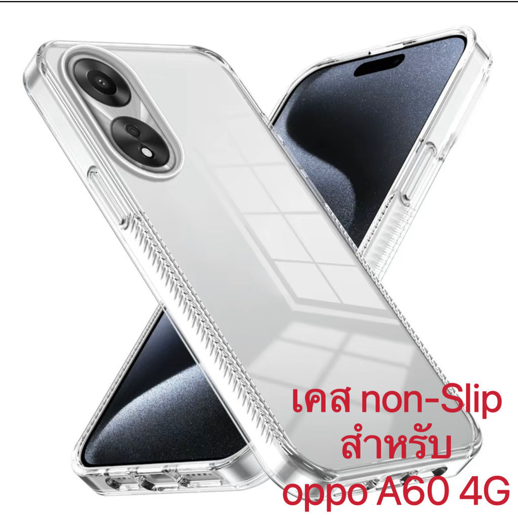 Case for oppo A60 4G เคสono-Slip เคสกันกล้อง ขอบนิ่มหลังแข็ง กันกระแทกหลังใส มีสองสี ขอบสีดำและขอบสีใส