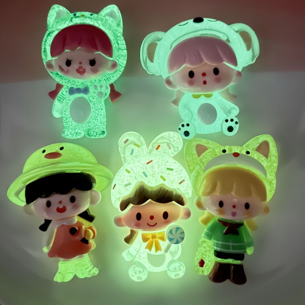 5 ชิ้น Big Luminous การ์ตูนสาวเรซิ่น Charms สําหรับ DIY (7-294)