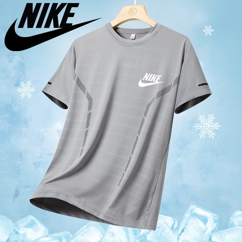 ผ้าไหมน้ําแข็ง เสื้อยืดเรียบง่ายสําหรับผู้ชาย คอกลมธรรมดา เกาหลี เสื้อยืดแขนสั้นสําหรับผู้ชาย ท็อปส์ซู เสื้อผ้า ไม่จํากัดเพศ #JXL-8903-NK