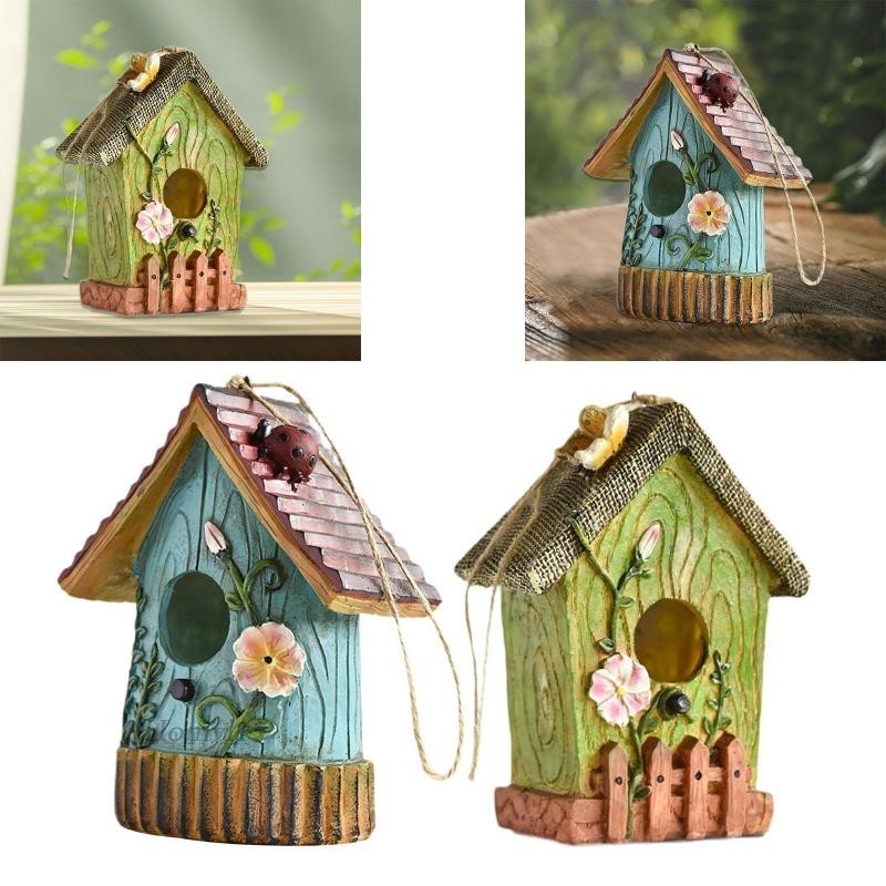 [Homyl1] บ้านนกแขวนนอกตกแต่งสวนตกแต่ง Birdhouse คนรักนกของขวัญสําหรับต้นไม้ Yard Patio Backyard