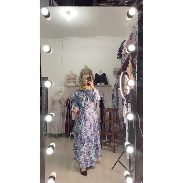 BFS - ZFS ชุดสตรี SYANAF / IBUKI SHAKILA PATTERN DRESS / ชุดแต่งงาน / ชุดทางการ / เดรสริบบิ้นคอ / ชุ