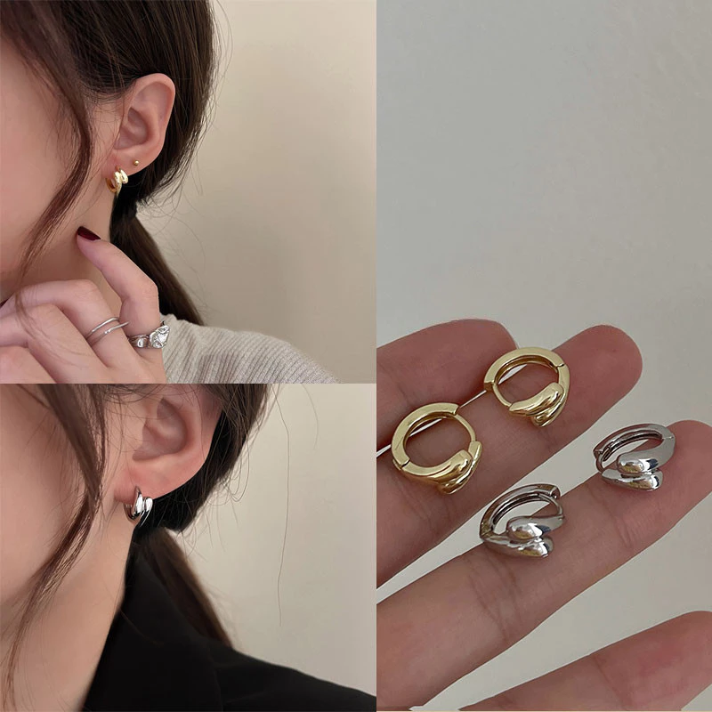 Sweet Girls Water Drop Siver Gold Buckle Piercing ต่างหูหู Studs อุปกรณ์เสริม