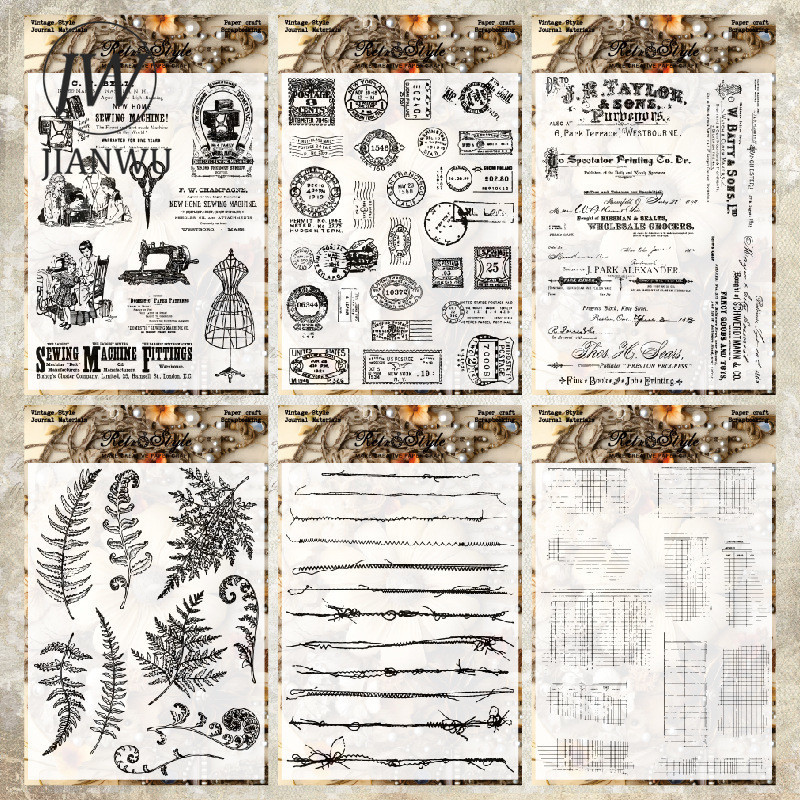 Jianwu Vintage Plant ภูมิทัศน์วัสดุ Collage โปร่งใสซิลิโคนแสตมป์ Creative DIY Journal อุปกรณ์นักเรียนเครื่องเขียน
