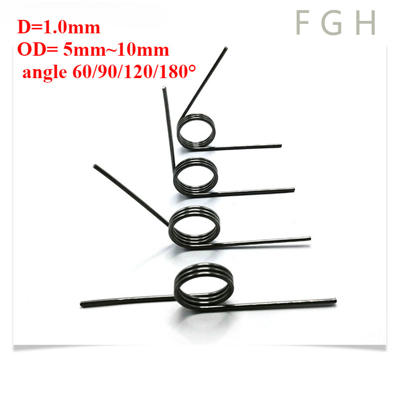FGHVX-1 สปริงรูปตัว V d1.0 มม. เส้นผ่านศูนย์กลางภายนอก 5 มม. ~ 10 มม. มุมสปริง Torsion 60/90/120/180°