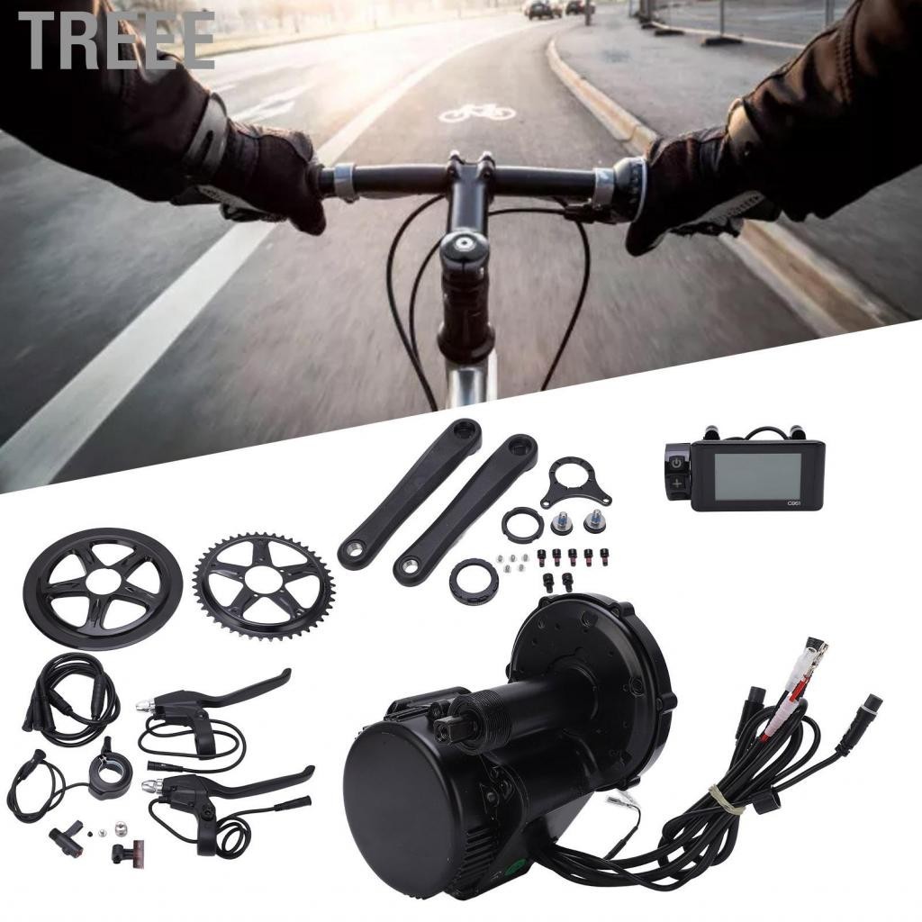 Treee 36V 500W ไฟฟ้าจักรยานกลางมอเตอร์พร้อม C961 สีดำและสีขาวแผงแนวนอนสำหรับ BAFANG ไดรฟ์