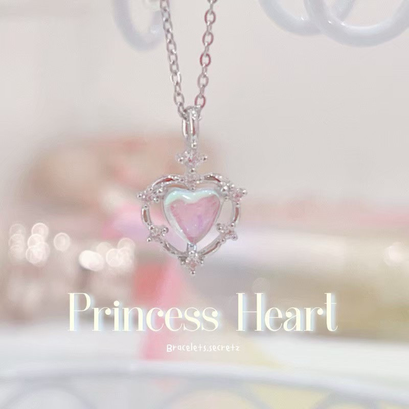 สร้อยแฟชั่น 🩷 ลด 80.-💜โค้ดหน้าร้าน💗 𝓅𝓇𝒾𝓃𝒸𝑒𝓈𝓈 𝐻𝑒𝒶𝓇𝓉  💜 สร้อยคอเงินแท้𝟫𝟤.𝟧% สร้อยคอ (37Z) จี้หัวใจคริส