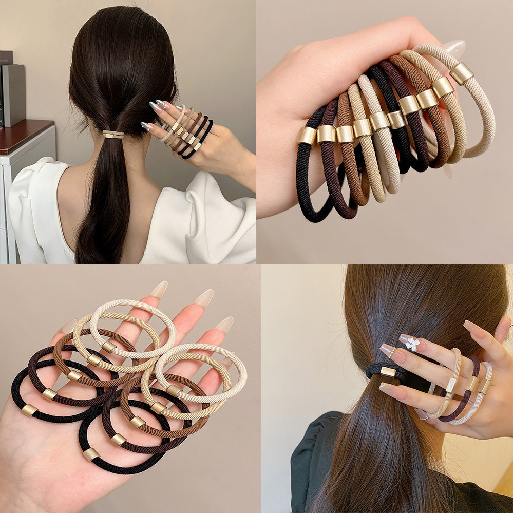 5 ชิ้น/เซ็ต AWAYTR เกาหลีแฟชั่นความยืดหยุ่นสูงริบบิ้นสําหรับผู้หญิง Minimalist Hair Ties