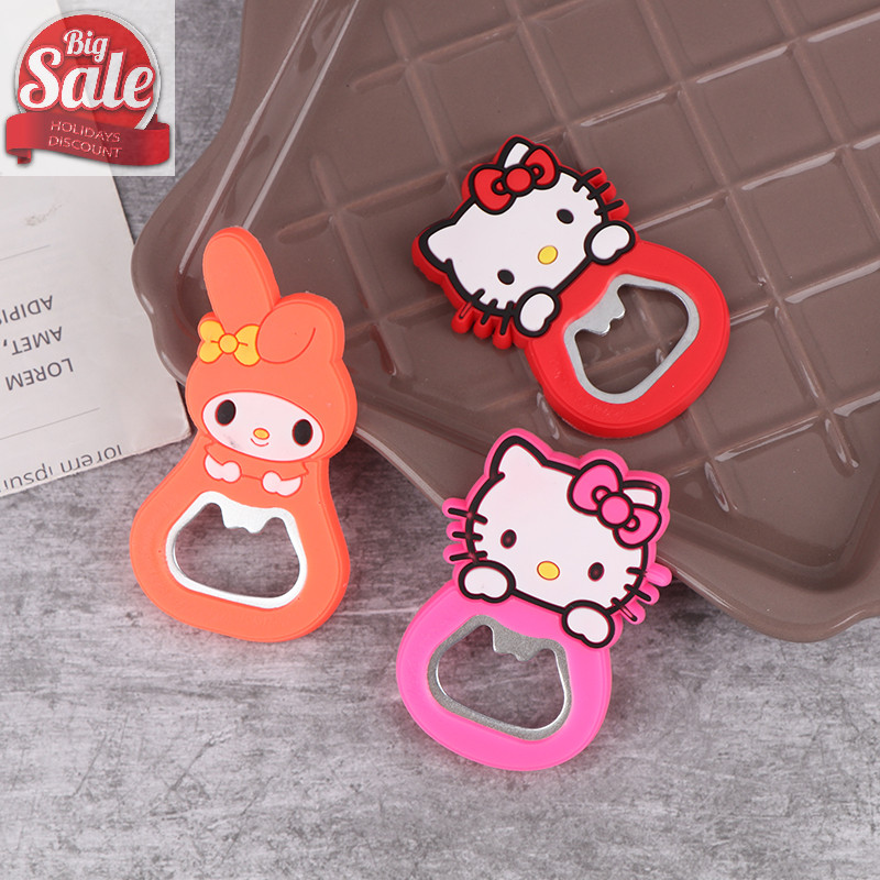 Af การ์ตูน My Melody Hello Kitty ที่เปิดขวดน่ารักแบบพกพาเบียร์ตู้เย็นที่เปิดตู้เย็นติดผนังที่เปิดขวด A