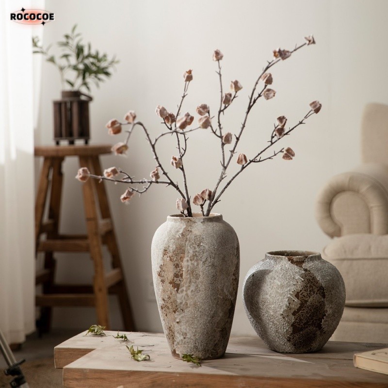วินเทจหม้อเซรามิก wabi-electronicstyle เครื่องประดับตกแต่งเครื่องประดับ entryway ตู้ทีวีการจัดดอกไม้ hydroponic แจกันเซรามิก