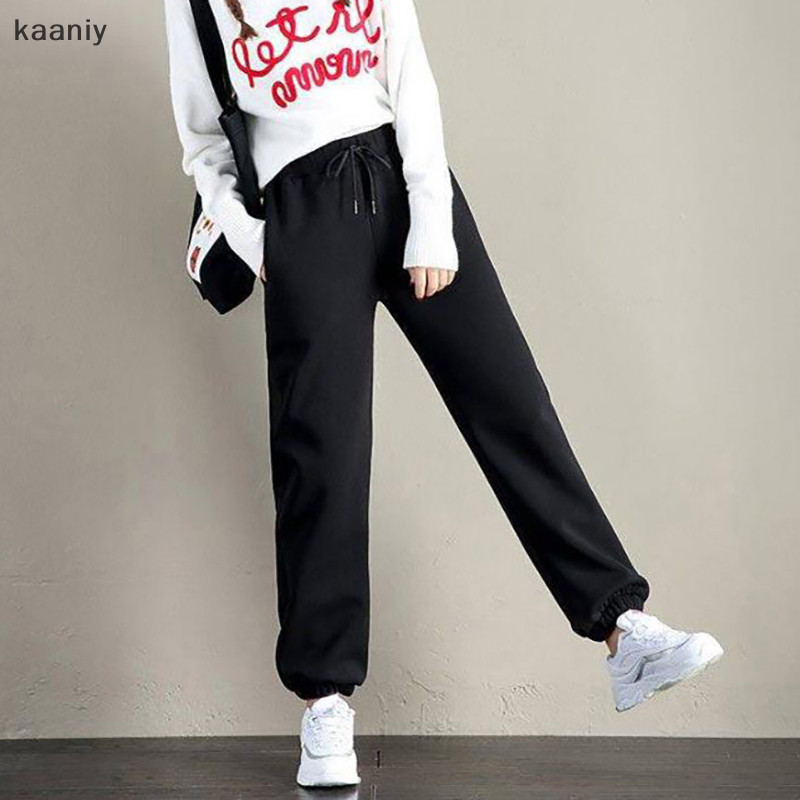 [KAN] ผ้าแคชเมียร์ ทรงหลวม ให้ความอบอุ่น และหนา สําหรับผู้หญิง แฟชั่นเกาหลี สําหรับผู้หญิง เอวสูง กางเกงวอร์มขากว้าง Y2k - รูปที่ 6