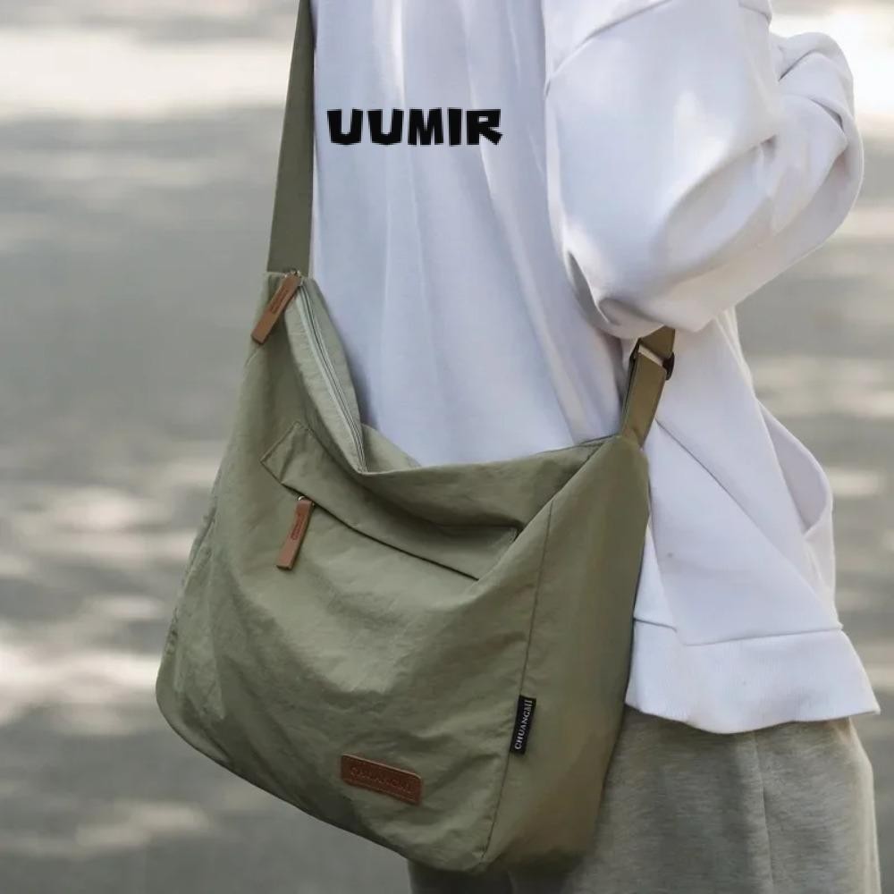 UUMIR กระเป๋า ผู้สื่อสาร ผ้าใบขนาดใหญ่,กระเป๋าสะพายสะพายข้างที่ทนต่อการสึกหรอซักได้,กระเป๋าหนังสือแบรนด์ไนลอนความจุสูง