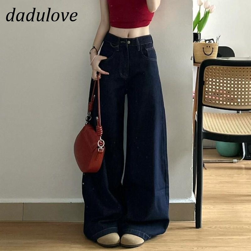 DaDulove New American Ins High Street Retro Jeans Niche High Waist Loose Wide Leg Pants plus Size Trousers