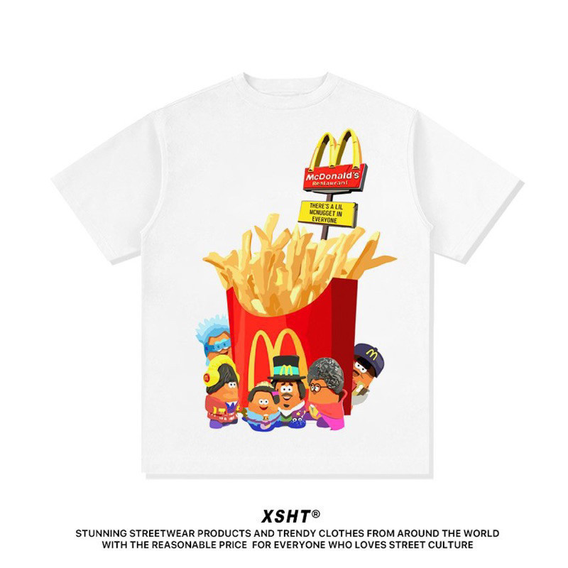 [ Cotton100% ] เสื้อยืด McDonald's Tee - White การพิมพ์ Printed T-shirt